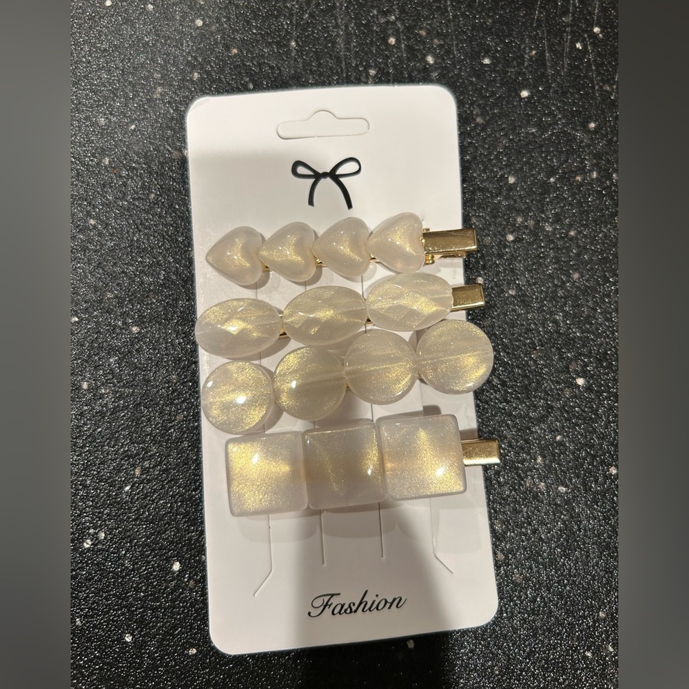 Cream white barrettes
